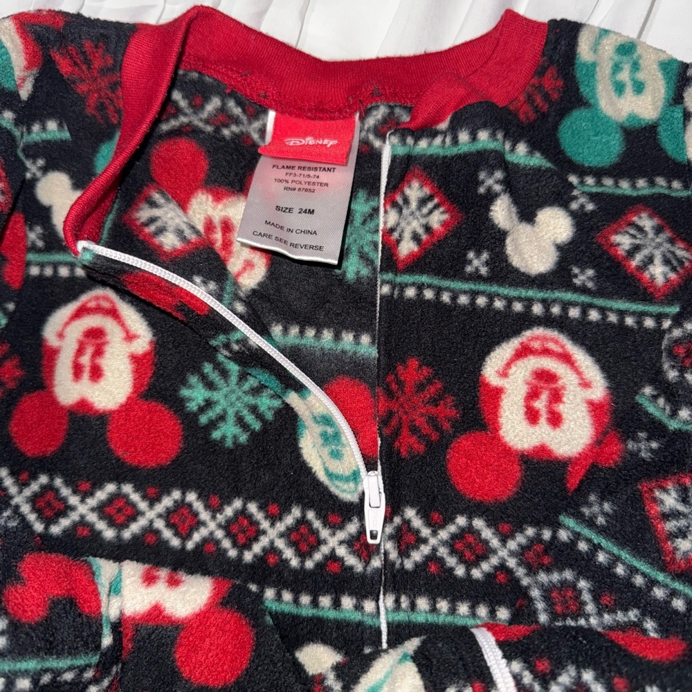 Disney Mickey Mouse Fleece Holiday Pajama Sz24mo